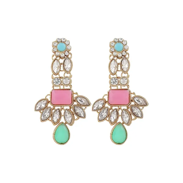 Multicolour_Traditional_Bridal_Necklace,_Mangtika_&_Earrings_Set_Embellished_With_Crystal_Stone_For_Women