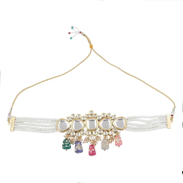 Gold_Plated_Indian_Traditional_Bridal_Choker_Necklace_&_Earrings_Set_Embellished_With_Kundan_&_Pearl_For_Women