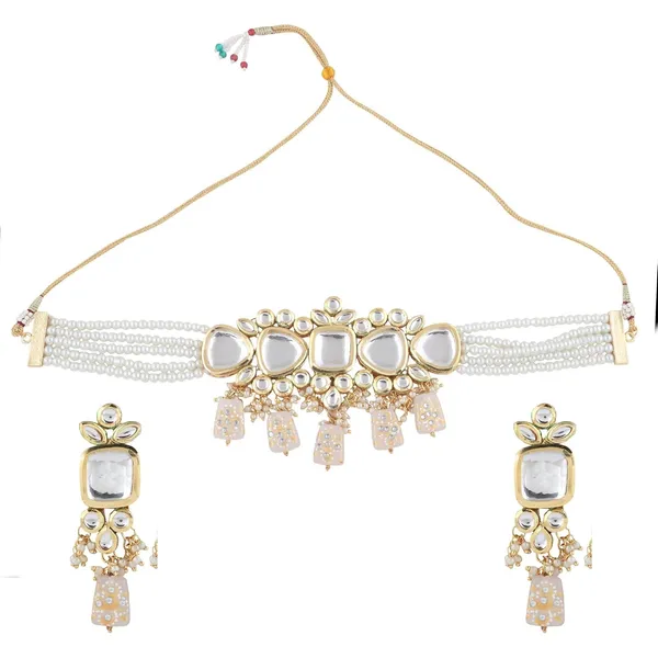 Gold_Plated_Indian_Traditional_Bridal_Choker_Necklace_&_Earrings_Set_Embellished_With_Kundan_&_Pearl_For_Women