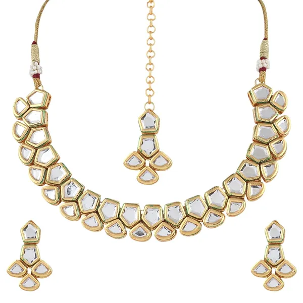 Gold_Plated_Traditional_Bridal_Choker_Necklace_&_Earrings_Set_Embellished_With_Kundan_For_Women