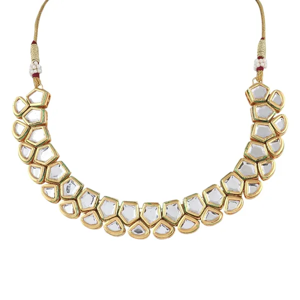 Gold_Plated_Traditional_Bridal_Choker_Necklace_&_Earrings_Set_Embellished_With_Kundan_For_Women