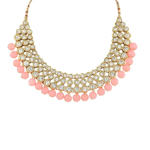 Pink_&_Gold_Plated_Kundan_Pearl_Fancy_Choker_Necklace_Jewelry_Set_For_Women