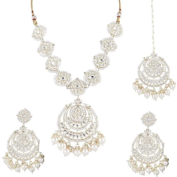 Silver_Plated_Traditional_Embellished_Bridal_Choker_Necklace,_Maang_Tikka_&_Earring_Set_With_Kundan_&_Pearl_For_Women