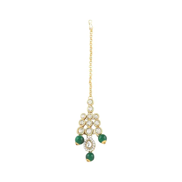Green_&_Gold_Traditional_Embellished_Bridal_Choker_Necklace,_Maang_Tikka_&_Earring_Set_With_Kundan_&_Pearl_For_Women