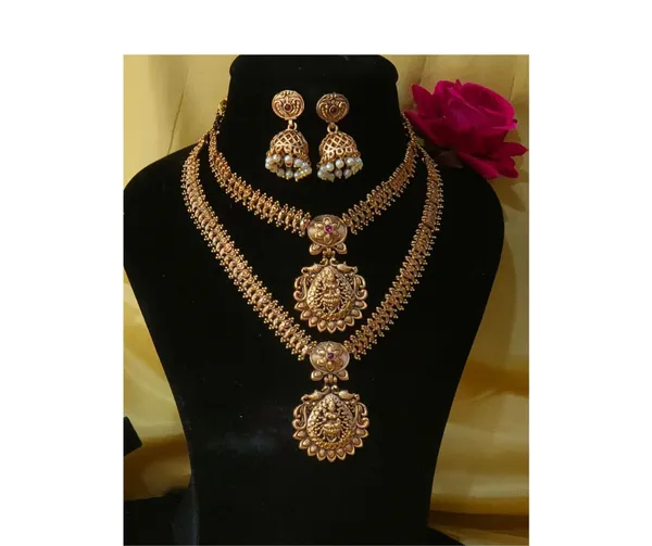 Gold_Plated_Long_Haram_Necklace_Set_For_Women