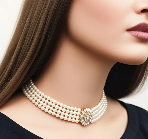 Pearl_Choker_Necklace_Set_With_Earrings