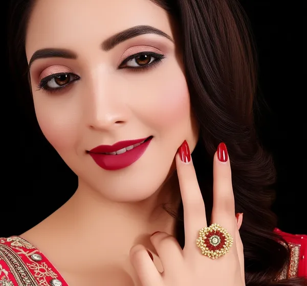 Gold-Plated_Adjustable_Mahroon_Cocktail_Kundan_Ring_for_Girls/Women