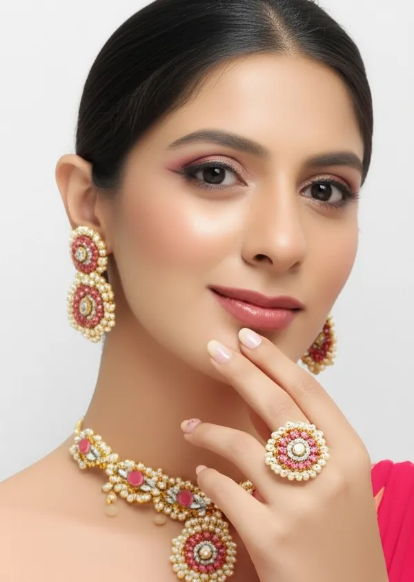 Gold-Plated_Adjustable_Pink_Cocktail_Kundan_Ring_for_Girls/Women