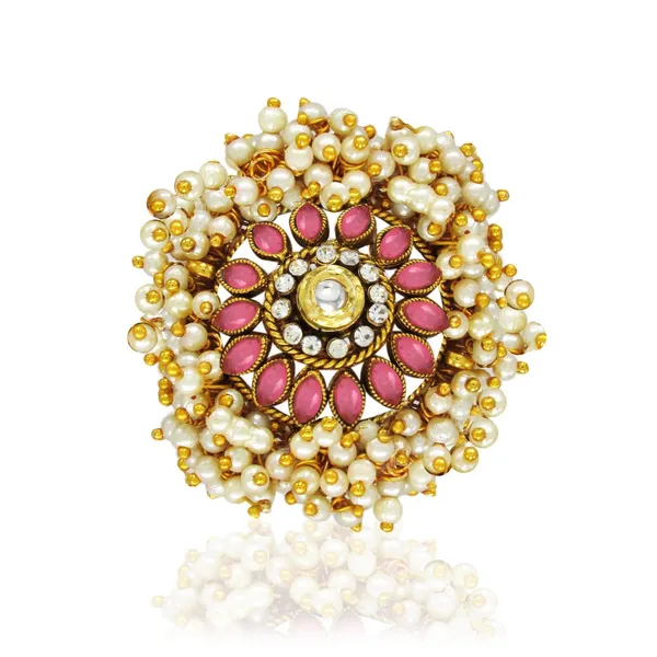 Gold-Plated_Adjustable_Pink_Cocktail_Kundan_Ring_for_Girls/Women