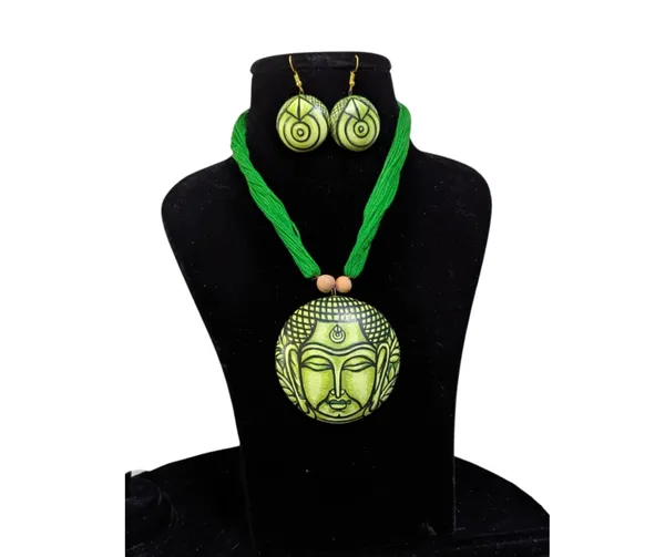 Hand-Painted_Terracotta_Buddha_Necklace_&_Earring_Set