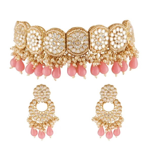 Handcrafted_Ethnic_Choker_Set_Featuring_Kundan_Stones_and_Pink_Glass_Beads