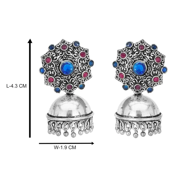 Silver_&_Black_Indian_Traditional_Fashion_Oxidized_Stones_Jhumka_Earrings_For_Women