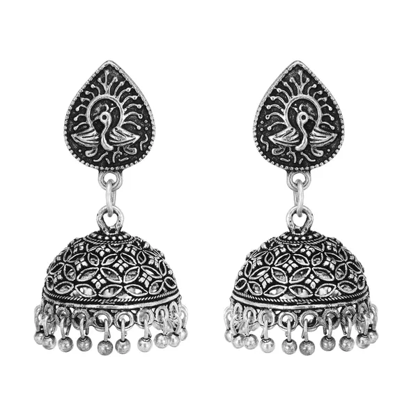 Silver_&_Black_Indian_Traditional_Beautiful_Hcrafted_Oxidized_Jhumka_For_Women