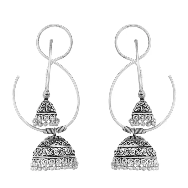 Silver_Plated_Oxidized_Designer_Jhumka_Earrings_For_Women