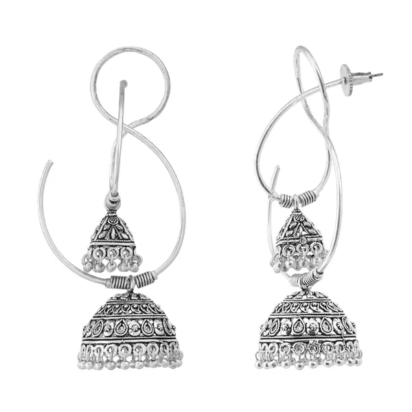 Silver_Plated_Oxidized_Designer_Jhumka_Earrings_For_Women
