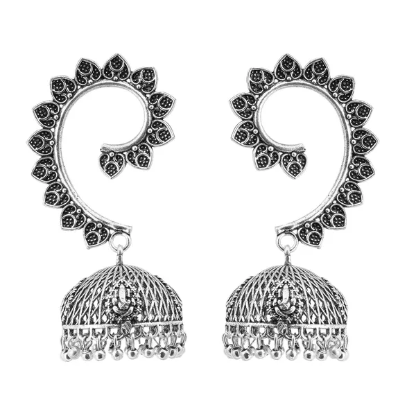 Silver_Indian_Bollywood_Oxidized_Jhumka_Fashion_Jewelry_Earrings_For_Women