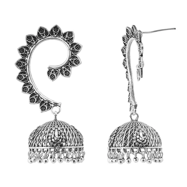 Silver_Indian_Bollywood_Oxidized_Jhumka_Fashion_Jewelry_Earrings_For_Women