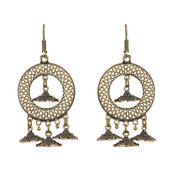 Gold_Plated_Oxidized_Handmade_Designer_Triple_Jhumka_Fashion_Jewelry_Earrings_For_Women