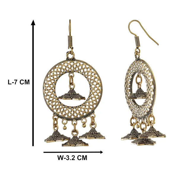 Gold_Plated_Oxidized_Handmade_Designer_Triple_Jhumka_Fashion_Jewelry_Earrings_For_Women
