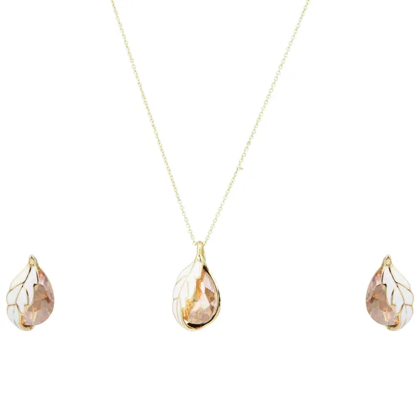 Tear_Drop_Amber_Pendant_Necklace_Earrings_Set