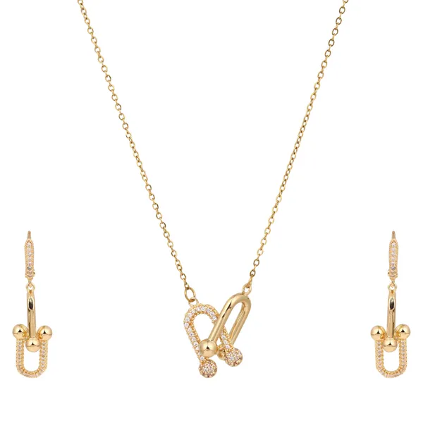 Gold-Toned_Link_Jewelry_Set_For_Women_/Girls