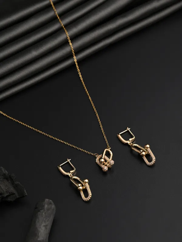 Gold-Toned_Link_Jewelry_Set_For_Women_/Girls