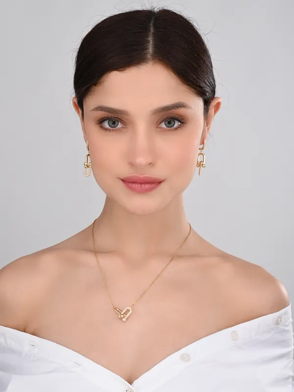 Gold-Toned_Link_Jewelry_Set_For_Women_/Girls