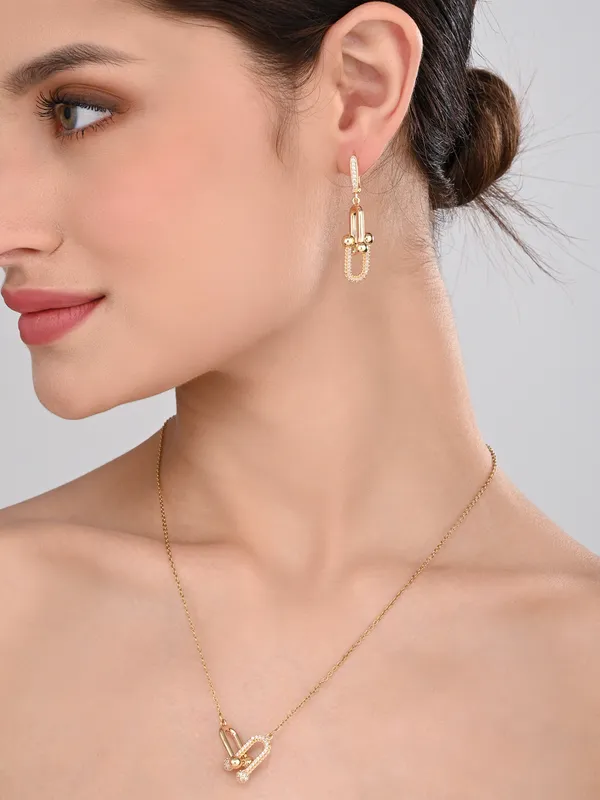 Gold-Toned_Link_Jewelry_Set_For_Women_/Girls