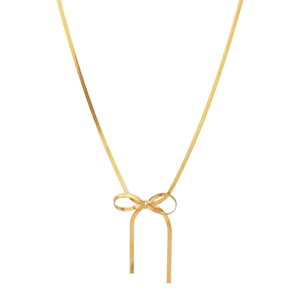 Gold_Toned_Snake_Chain_Bow_Necklace