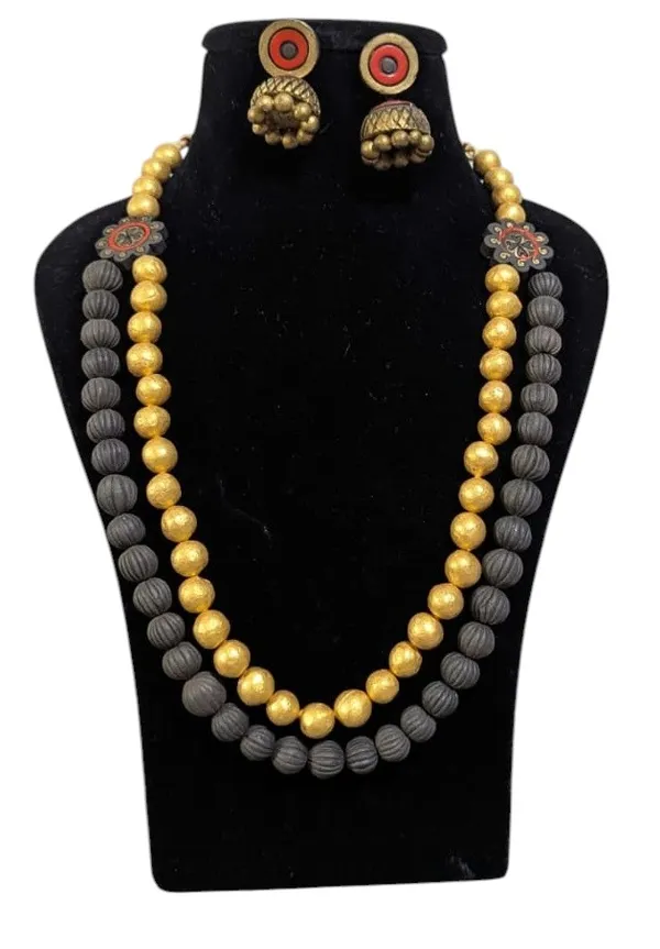 Rustic_Charm:_Handcrafted_Terracotta_&_Golden_Bead_Necklace_Set