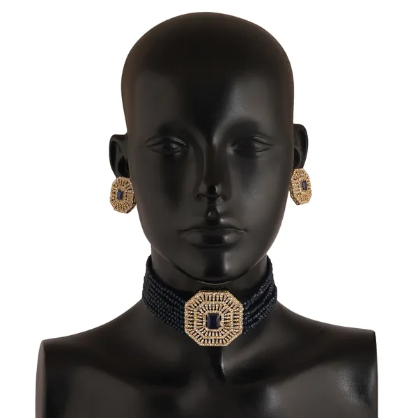 Statement_Octagon_Choker_Necklace_with_Matching_Crystal_Stud_Earrings
