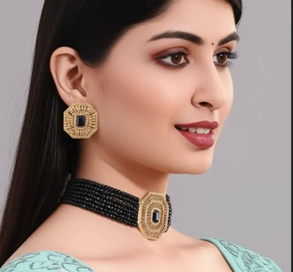 Statement_Octagon_Choker_Necklace_with_Matching_Crystal_Stud_Earrings