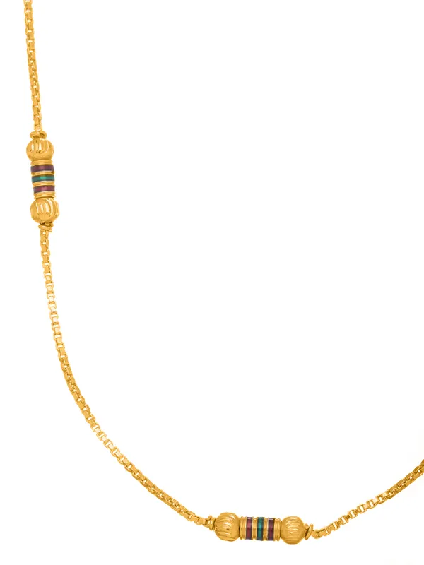 Stylish_Long_Necklace_with_Gold_and_Enamel_Barrel_Beads