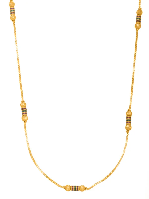Stylish_Long_Necklace_with_Gold_and_Enamel_Barrel_Beads