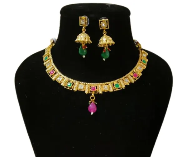 Traditional_Indian_Style_Jhumki_Earrings_and_Vibrant_Gemstone_Necklace_Set
