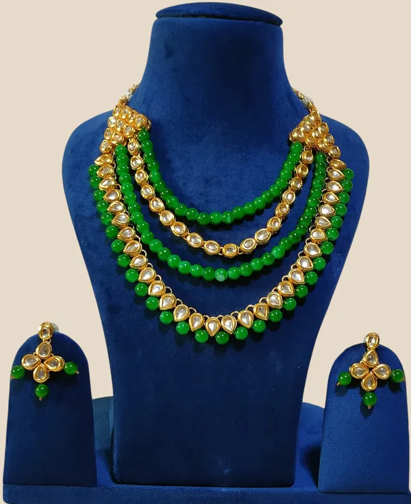 Three-Layered_Green_Beaded_Necklace_and_Kundan-Inspired_Earring_Set