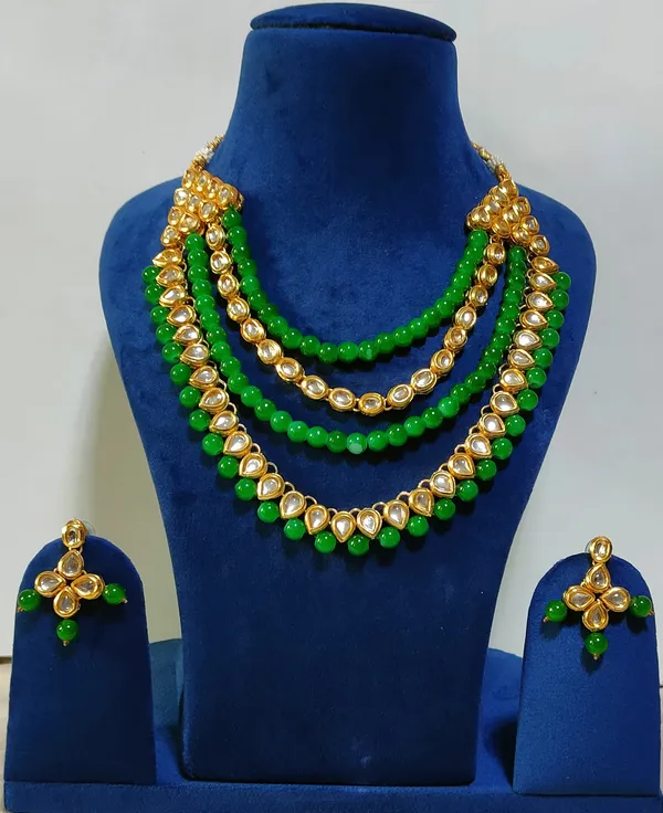 Three-Layered_Green_Beaded_Necklace_and_Kundan-Inspired_Earring_Set
