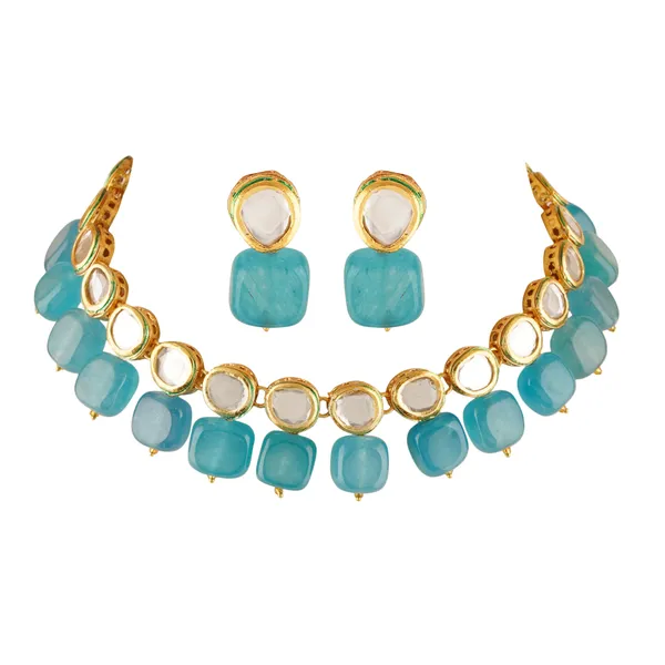 Gold_Plated_Traditional_Bridal_Choker_Necklace_&_Earrings_Set_Embellished_With_Kundan_&_Pearl_For_Women
