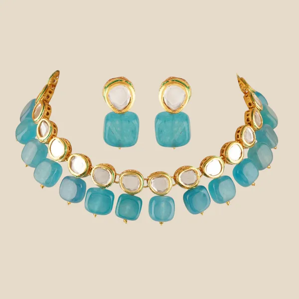 Gold_Plated_Traditional_Bridal_Choker_Necklace_&_Earrings_Set_Embellished_With_Kundan_&_Pearl_For_Women