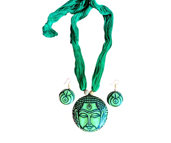 Hand-Painted_Terracotta_Buddha_Necklace_&_Earring_Set