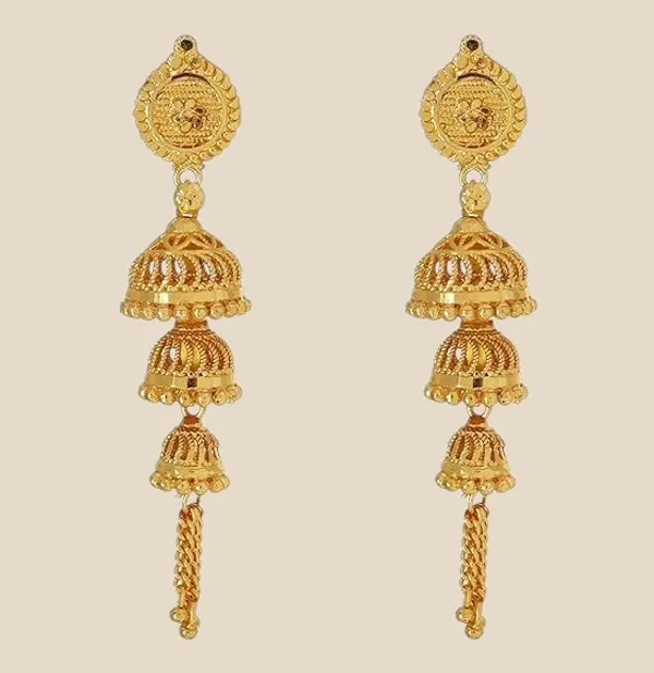 Gold_Plated_Ethnic_3_Layer_Jhumka_Earrings_For_Women