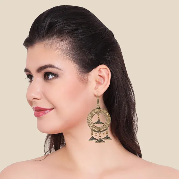 Gold_Plated_Oxidized_Handmade_Designer_Triple_Jhumka_Fashion_Jewelry_Earrings_For_Women