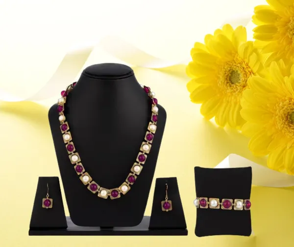 Elegant_Gold-Tone_Ruby_&_Silver_Pearl_Jewelry_Set_With_Bracelet