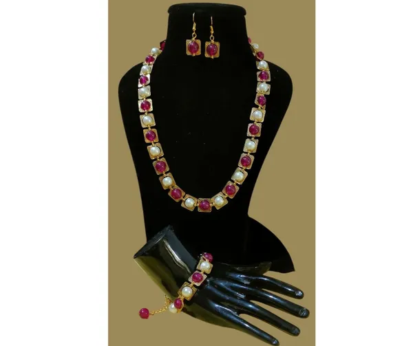 Elegant_Gold-Tone_Ruby_&_Silver_Pearl_Jewelry_Set_With_Bracelet