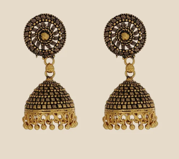 Gold_&_Black_Oxidised_Punjabi_Bridal_Wedding_Fashion_Jhumka_Earrings_For_Women