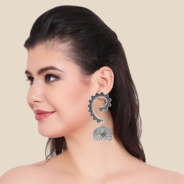 Silver_Indian_Bollywood_Oxidized_Jhumka_Fashion_Jewelry_Earrings_For_Women