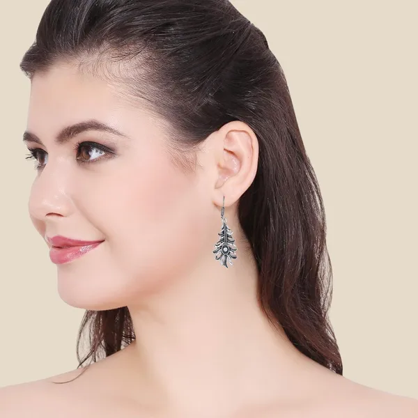 Silver_Indian_Traditional_Silver_Oxidized_Hook_Earrings_For_Women