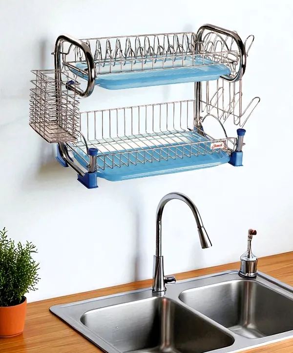 Amol®_2-Tier_Bartan_Stand_|_Stainless_Steel_Kitchen_Rack_with_Tumbler_&_Spoon_Holder_|_Vessels_Organizer_for_Dish_Drying_–_Pathra_Stand_|_Paatre_Thatti_|_Aduppu_Thatti_|_Saman_Rack_|_Wall_Mount_or_Platform_Use