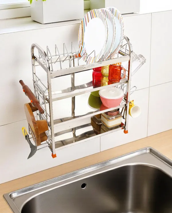 AMOL®_Premium_3-Tier_Stainless_Steel_Kitchen_Rack_|_Rust-Proof_Dish_&_Utensil_Organizer_for_Modern_Indian_Kitchens_|_Space-Saving_Over-the-Sink_Storage_Rack_(22x18_Inches)