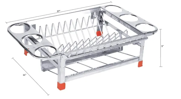 Amol_Stainless_Kitchen_Rack_|_Dish_Rack_|_Drainer_Stand_|_Cup_Saucer_Stand_|_Glass_Holder_|_Small_Size(Stainless_Steel)_43.2D_X_27.9W_X_12.7H_Cm